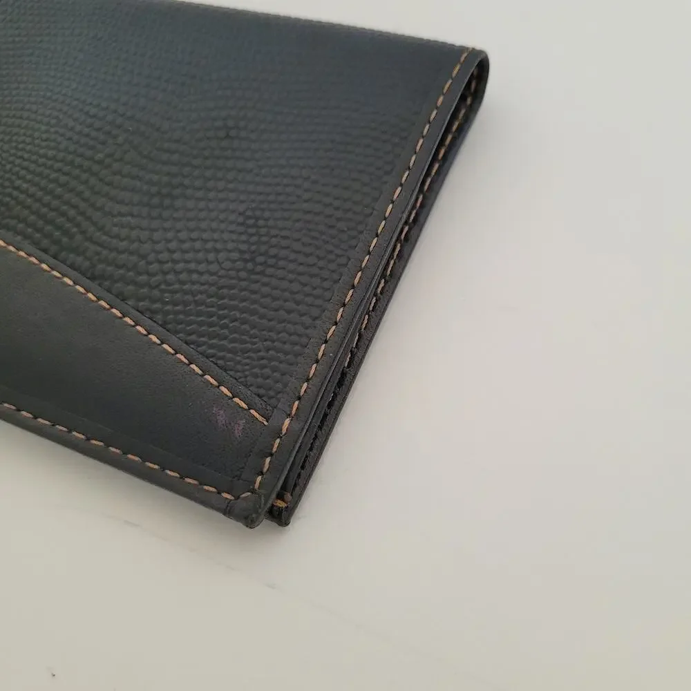 Giorgio Valenti Card Slim Bill Holder Wallet Navy Bifold Leather Snake Vintage
